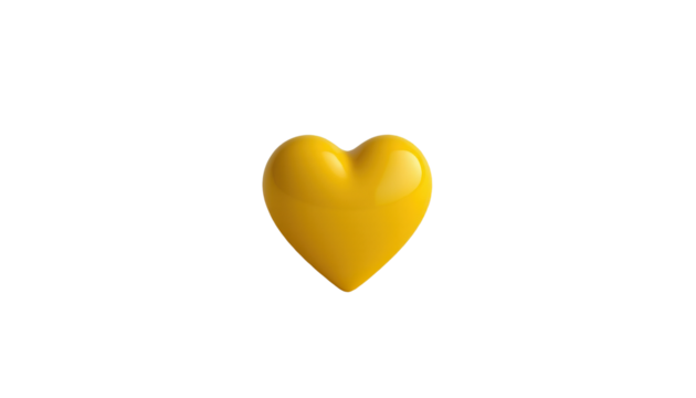 Bright Yellow Heart Shape Symbolizing Love, Affection, Friendship, and Positivity in Minimalistic Design