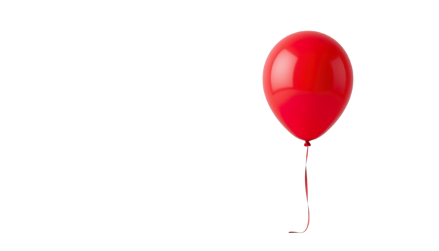 Bright Red Balloon Isolated on a Clean Background Creating a Festive Atmosphere for Celebrations and Events