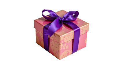 Obraz premium Colorful Gift Box with Purple Ribbon on a Transparent Background for Celebratory Occasions and Events