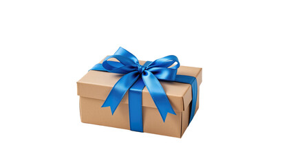 Elegant gift box wrapped in blue ribbon on isolated background for celebration and holiday occasions