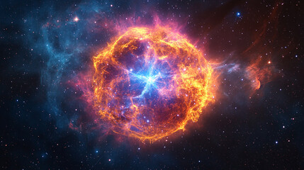 A breathtaking supernova explosion illuminating the cosmos with fiery grace and cosmic energy against the backdrop of