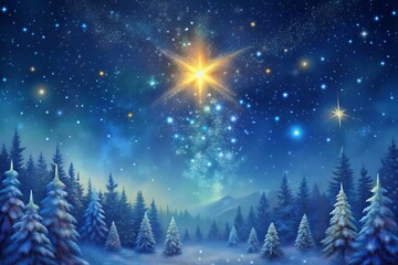 Fototapeta premium Magical Christmas Starry Night Winter Wonderland Background