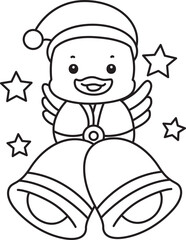 Lineart of Cute Duck icon. Outline of Funny baby Duck animal series stock illustration. life of fluffy Duck designs.