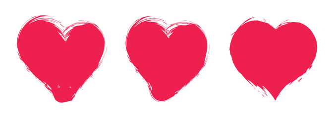 Set of red grunge hearts vector hearts. Love Heart icon vector illustration with different style heart.  Vector illustration.