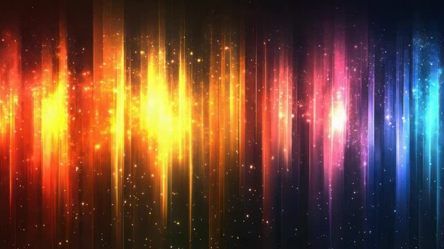 Vertical streaks of vibrant, glowing colors,  interspersed with sparkling dots against a dark background