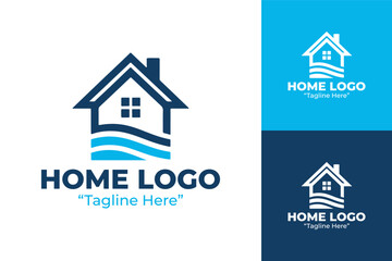 Elegant Home Logo Designs with Blue and White for Custom Branding Solutions