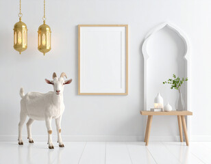 Realistic Goat Mockup for Eid al-Adha Celebration – Islamic Festive Animal Template for Qurban, Greeting Design, and Religious Holiday Decoration

