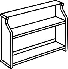 Wall shelf black outline vector and illustration, coloring book page