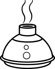 Humidifying diffuser black outline vector and illustration, coloring book page