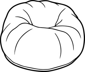 Large bean bag chair black outline vector and illustration, coloring book page