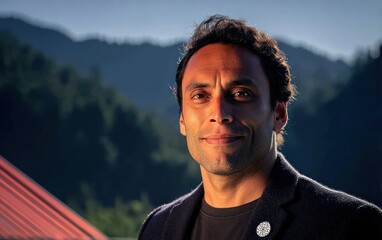 Man smiles outdoors