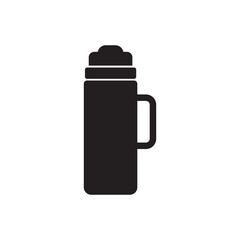 A black and white silhouette of a thermos