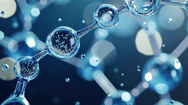 Exploring the properties of hydrogen molecules in liquid state for scientific advancements in chemistry, 4k Video Hydrogen Molecules Liquid ProRes 4444
