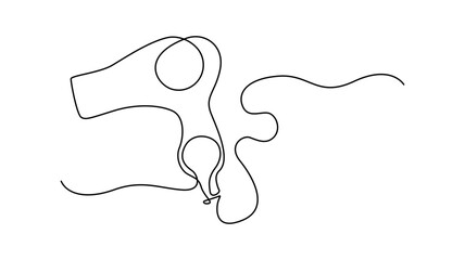 Continuous One line drawing of a hair dryer