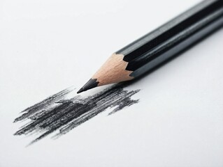 Close Up Black Pencil Sketch on White Background