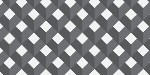 Seamless pattern with hexagon cube geometric pattern. Gray squares abstract cubic background. Vector mosaic and wall business design.	