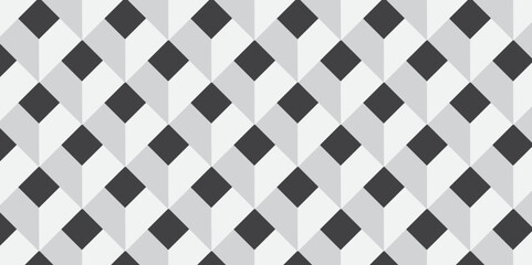 Seamless pattern with hexagon cube geometric pattern. Gray squares abstract cubic background. Vector mosaic and wall business design.	