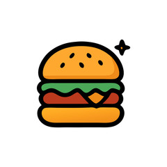 Delicious Cartoon Burger Icon Illustration
