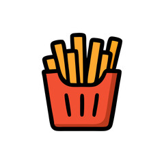 Cartoon French Fries Icon in Red Container