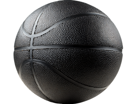 Black Textured Basketball on Transparent Background, PNG