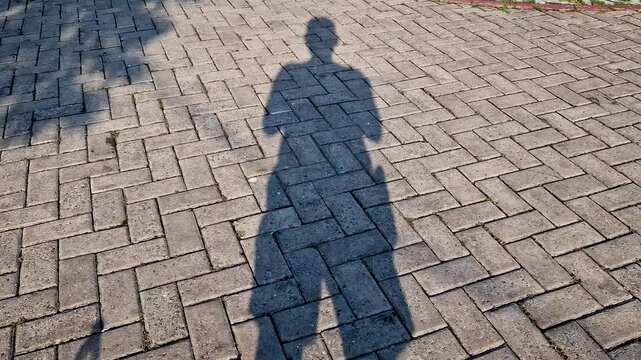 Shadowed figure on paver pattern
