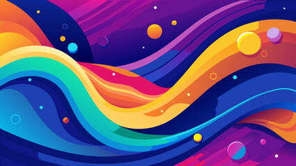 Abstract colorful waves with circles and gradient fill