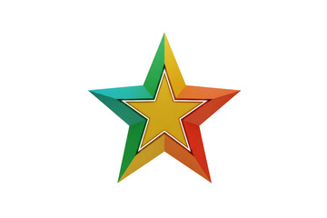 Obraz premium Multicolored star with vibrant hues, symbolizing diversity or celebration, isolated on a white background for festive or branding designs