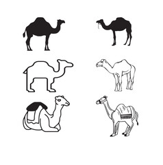  Camel Icon Collection in Modern Style.....Black and white camel....