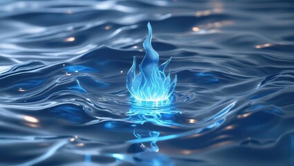 Abstract 3D Fluid Vortex in Calm Blue Water &ndash; Modern Liquid Art