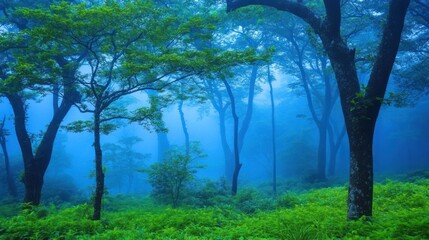 Misty forest scene