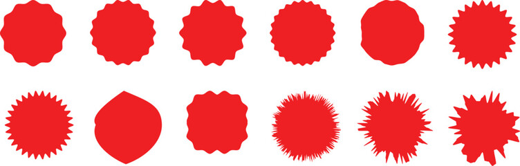 Sale stickers with zigzag edges. red. and starburst price tags special offer silhouette color starburst sticker sale sticker price quality mark retro stars sale and badges sunburst stamp seal