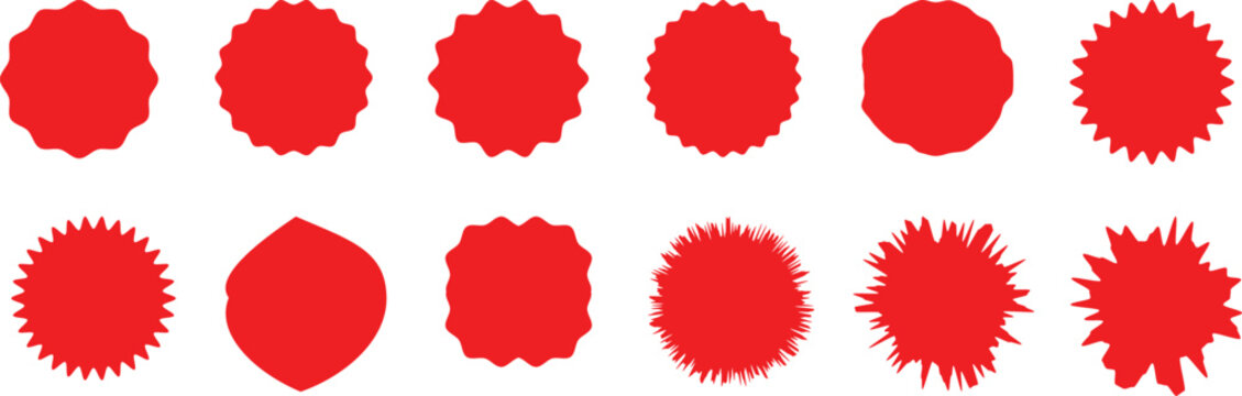Sale stickers with zigzag edges. red. and starburst price tags special offer silhouette color starburst sticker sale sticker price quality mark retro stars sale and badges sunburst stamp seal