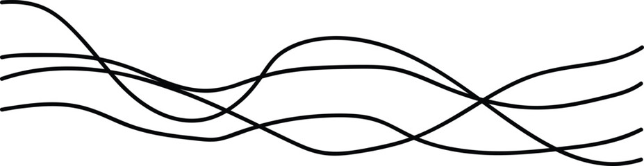 Curved black long lines on white, Wavy line horizontal divider outline minimalist Abstract black lines wave curve motion on , Background white