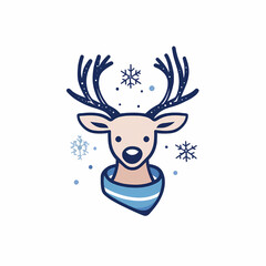 Fototapeta premium Festive Reindeer Illustration: Adorable reindeer adorned with winter elements, perfect for holiday designs, embodying warmth, cheer, and the spirit of winter.