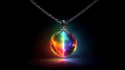 Fototapeta premium Colorful gemstone pendant on chain