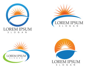 Sun logo and symbols star icon web Vector -