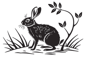 Bunny rodent black silhouette animal
