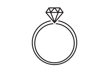 Diamond Engagement Ring icon. Wedding Ring icon. Jewelry and marriage Gemstone rings symbol collection. Variety Ring Design. Vector Illustration. 