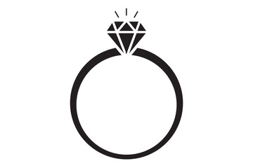 Diamond Engagement Ring icon. Wedding Ring icon. Jewelry and marriage Gemstone rings symbol collection. Variety Ring Design. Vector Illustration. 