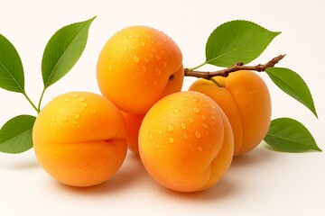 ripe apricots with leaves