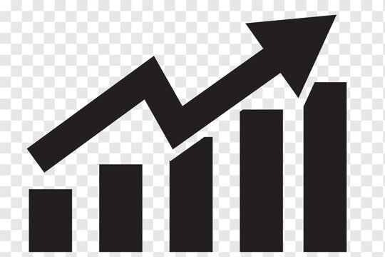 Graph enhancing and falling icon. Vector graph with black, green and red arrows. Graph with increase and decrease report.