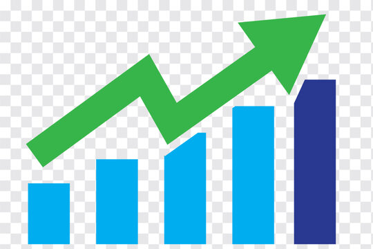 Graph enhancing and falling icon. Vector graph with black, green and red arrows. Graph with increase and decrease report.