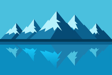 Obraz premium vector illustration of a mountain landscape