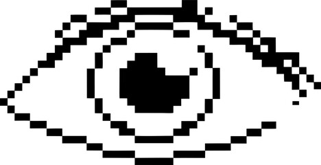 Fototapeta premium pixelated eye illustration in black and white minimalist digital art, abstract design with geometric shapes