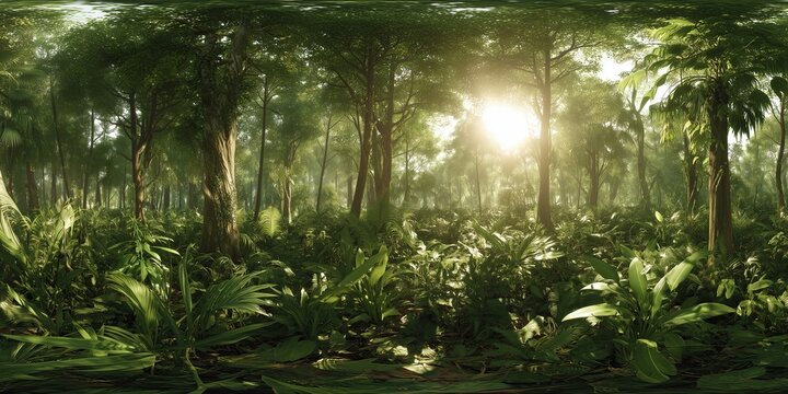 Exploring lush green jungle wilderness tropical forest 360 view nature