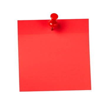 Red Sticky Note with red Pushpin Isolated on Transparent Background. Red sticky post it note with red pushpin isolated on white or transparent background. PNG
