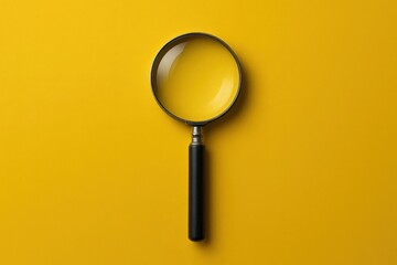 Magnifying Glass on Yellow Background Close Up View of a Magnifying Glass Tool