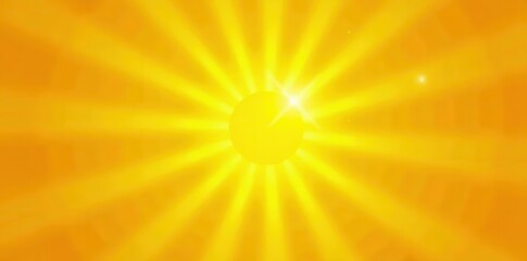 Obraz premium Golden sunbursts radiate outwards on vibrant yellow background, dazzling, flare