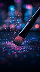 Stylus Resting on Drawing Tablet with Pink Purple Glitter and City Lights