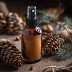 Spray bottle arrangement rustic setting product photography nature